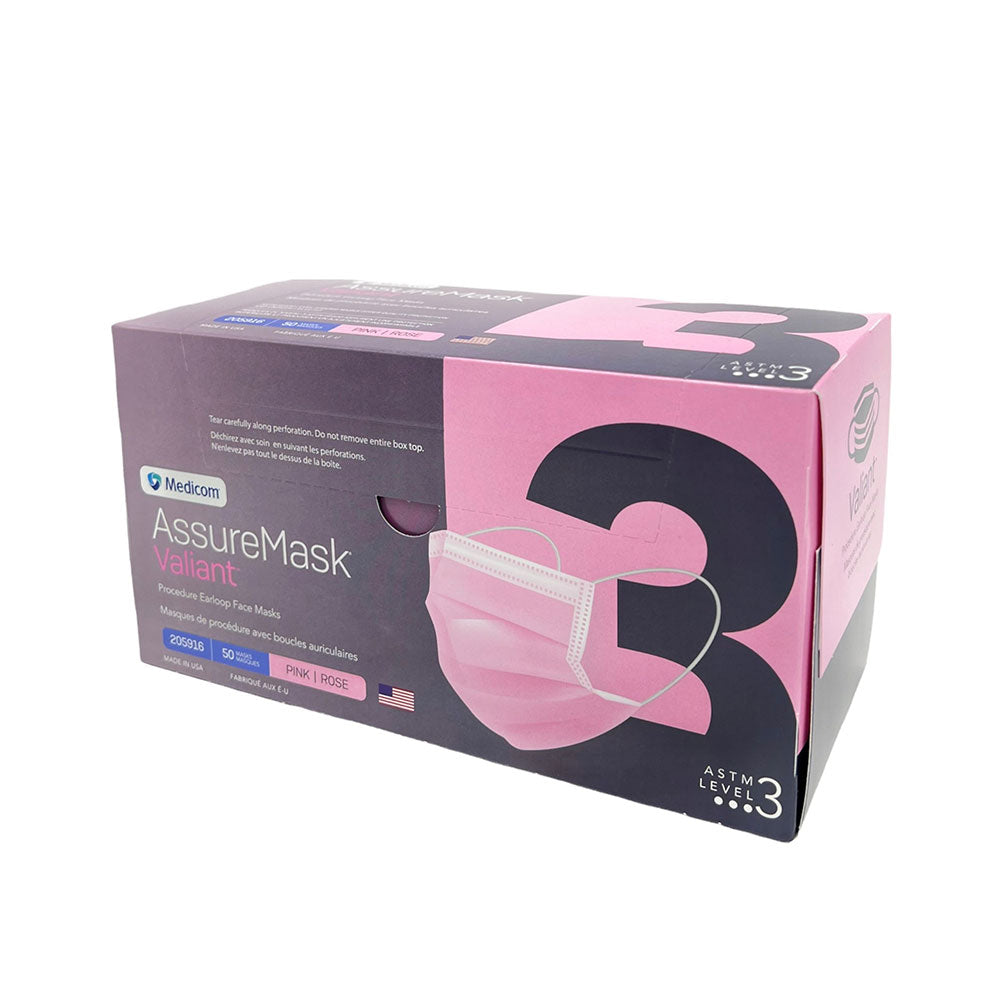 Medicom AssureMask™ Valiant Pink ASTM Level 3 Face Masks (50 masks)