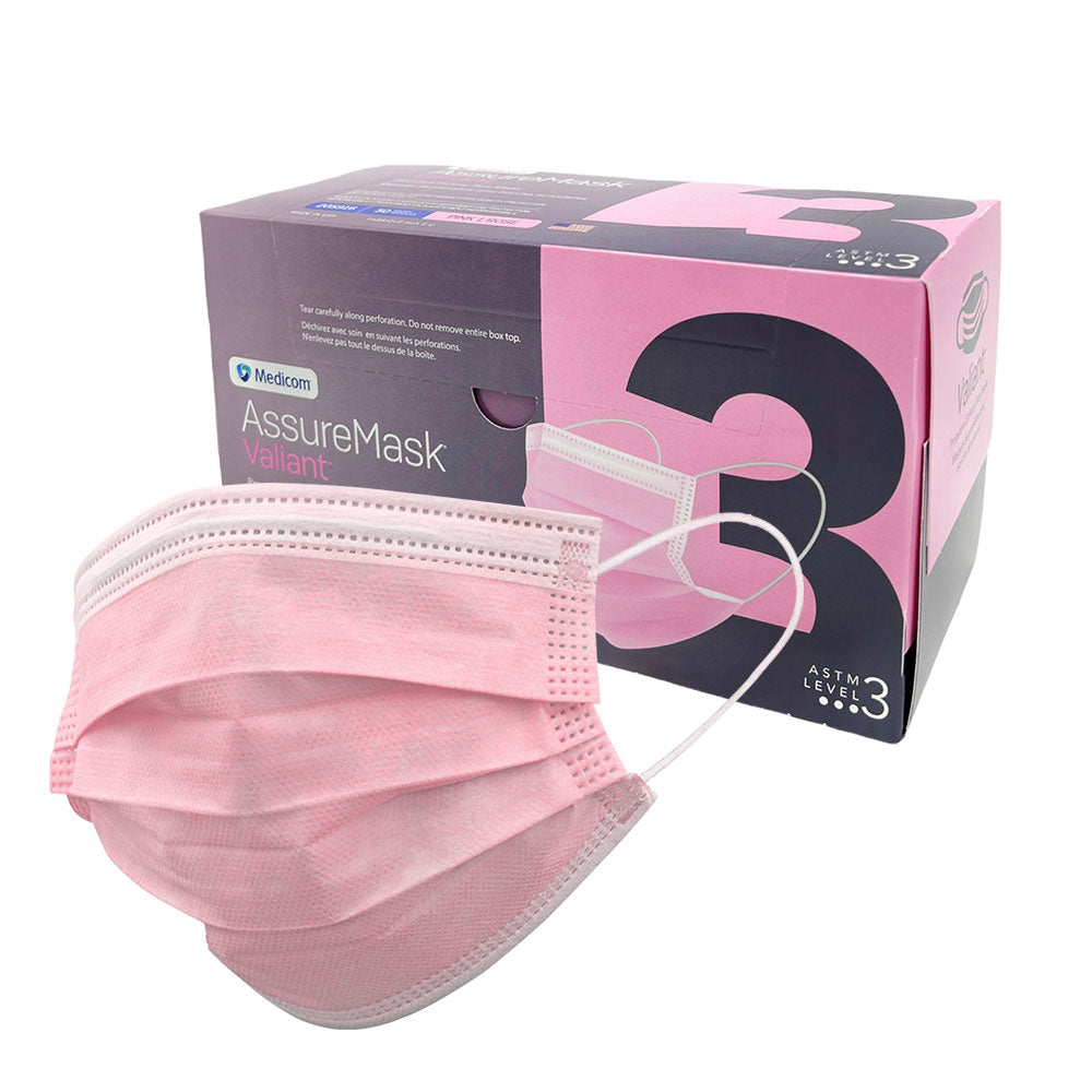 Medicom AssureMask™ Valiant Pink ASTM Level 3 Face Masks (50 masks)